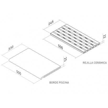 Coronación gris de piscina Creta Lao Bone de Cerámicas Mayor