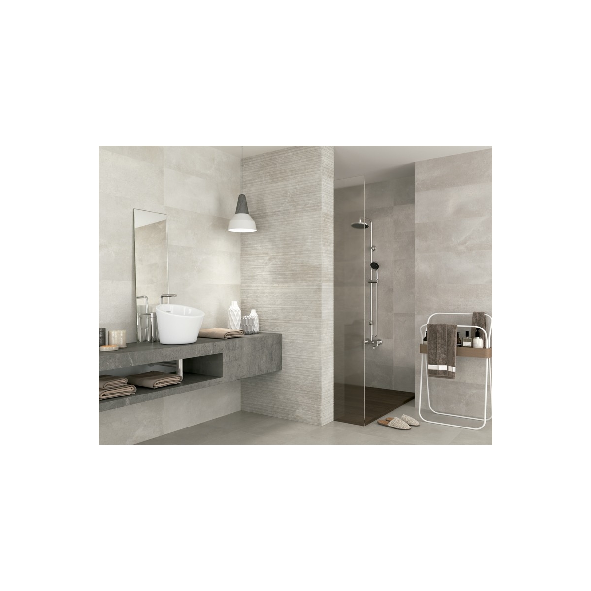 Serie 9521 Gris de Porcelanitedos - Losetas para Baño grandes dimensiones