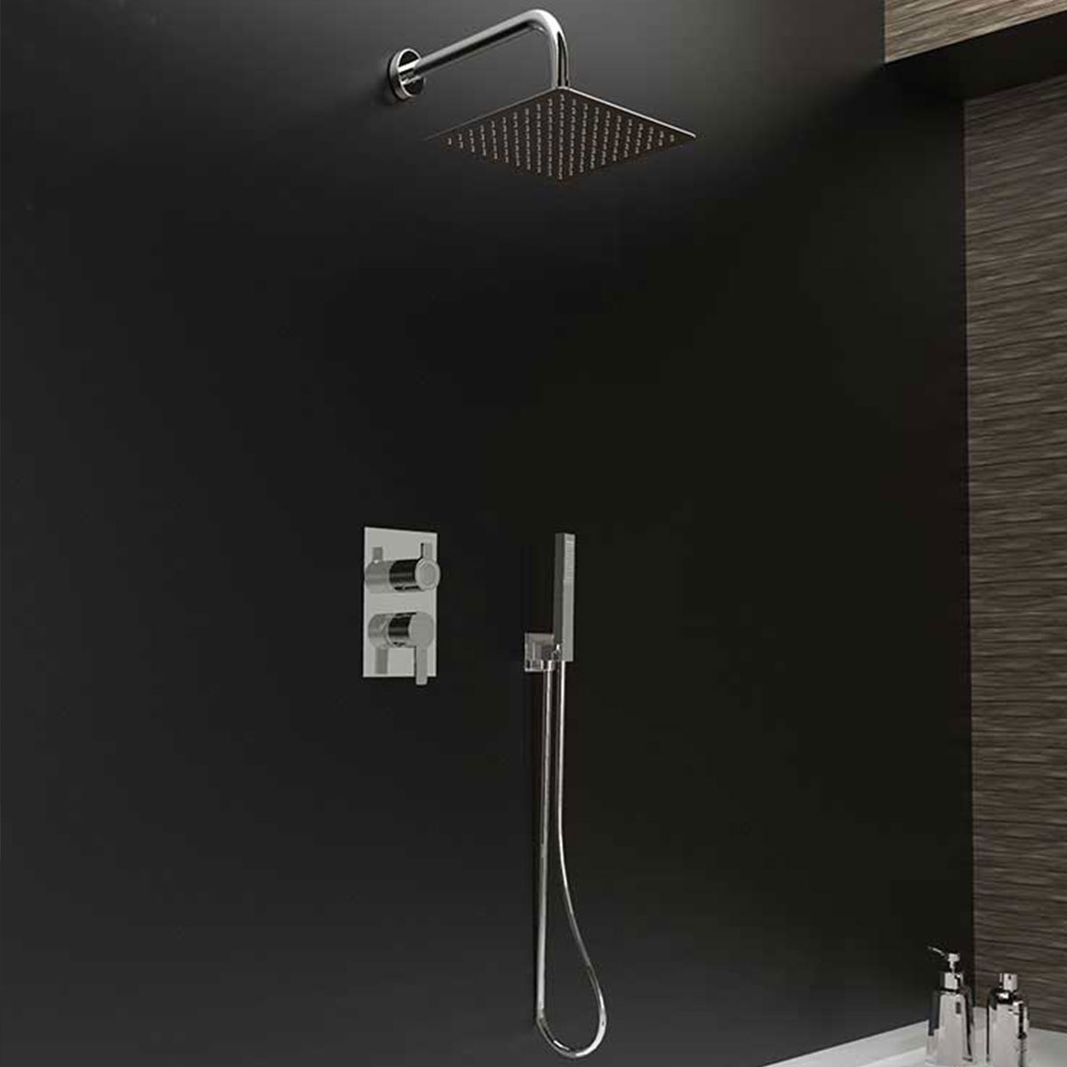 Comprar Griferia de ducha empotrada pared termostatico redondo cromo online