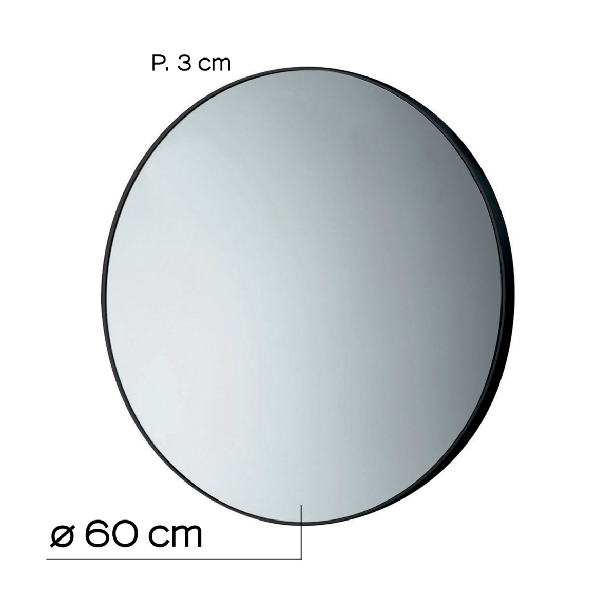 Fotos de ambiente do espelho Ø60 Cm com moldura preta [51685].
