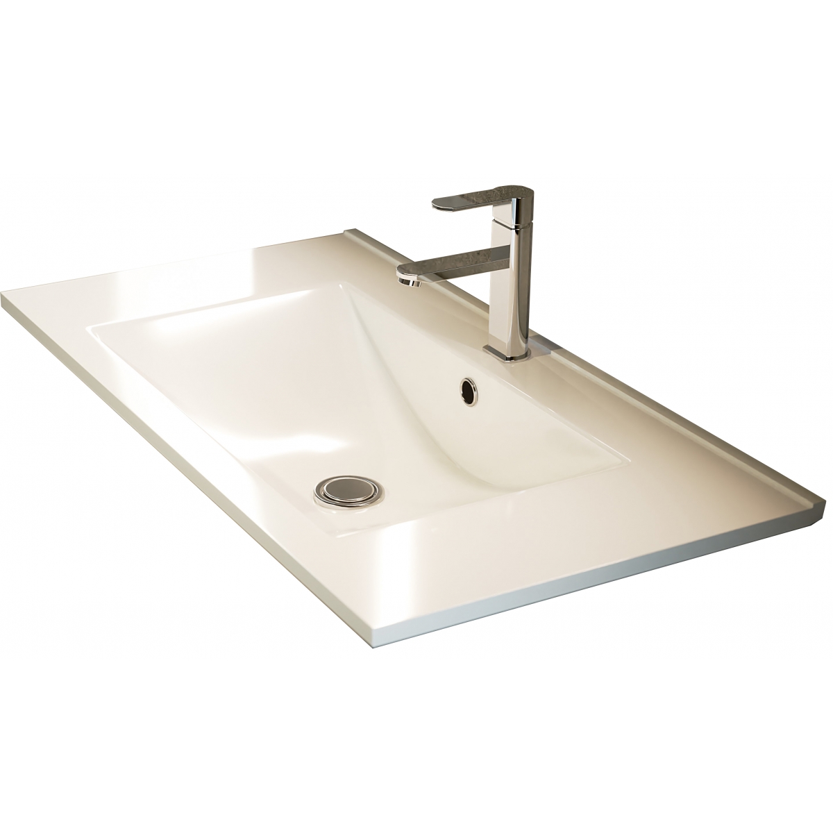 Fotografias de ambiente do móvel de casa de banho suspenso Oban 100 cm de largura Lacado Branco com lavatório integrado [54952].