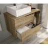 Fotografias de ambiente do móvel de casa de banho sus8penso Oban de 120 cm de largura, cor carvalho Otippo, com lavatório integr