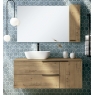 Detalhes de Oban, móvel suspenso de casa de banho com 120 cm de largura na cor Carvalho Otippo e lavatório integrado