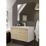 Fotografias de ambiente do móvel de casa de banho suspenso Poole de 80 cm de largura na cor Bamboo com lavatório integrado [5503