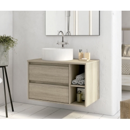 Mueble de baño suspendido Dover de 80 cm de ancho color Cambrian con lavabo integrado