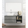 Detalle de Mueble de baño suspendido Dover de 80 cm de ancho color Cemento con lavabo integrado