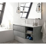 Fotografias de am9biente do móvel de casa de banho suspenso Dover de 80 cm de largura na cor Cimento com lavatório integrado [55