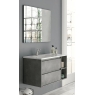 Fotografias de am10biente do móvel de casa de banho suspenso Dover de 80 cm de largura na cor Cimento com lavatório integrado [5