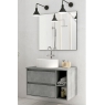 Foto de Mueble de baño suspendido Dover de 120 cm de ancho color Cemento con lavabo integrado