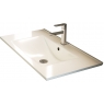 Pormenor do móvel de casa de banho suspenso Mayorca 60 cm de largura cor Hiberian com lavatório integrado