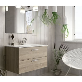 Mueble de baño suspendido Mayorca de 100 cm de ancho color Cambrian con lavabo integrado