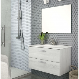 Mueble de baño suspendido Dover 80 cm de ancho Cemento - Comprar