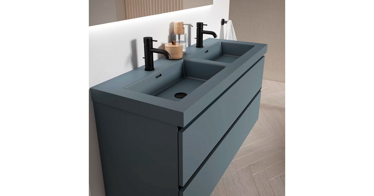 Mueble de baño suspendido de 60 cm con lavabo integrado color Avio