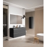 Móvel de casa de banho suspenso de 60 cm com lavatório integrado em cor de cinza Modelo Granada3