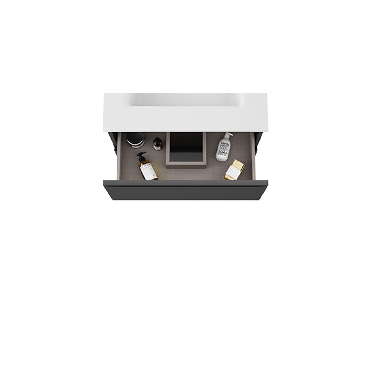 Móvel de casa de banho suspenso de 60 cm com lavatório integrado em cor de cinza Modelo Granada5
