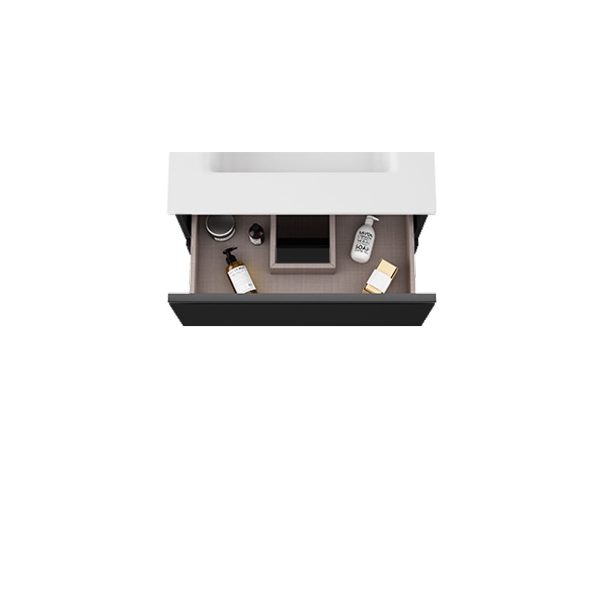 Móvel de casa de banho suspenso de 60 cm com lavatório integrado em acabamento preto Modelo Granada2