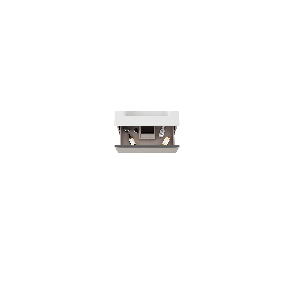 Móvel de casa d6 banho suspenso de 60 cm com lavatório integrado em acabamento de algodão Modelo Granada