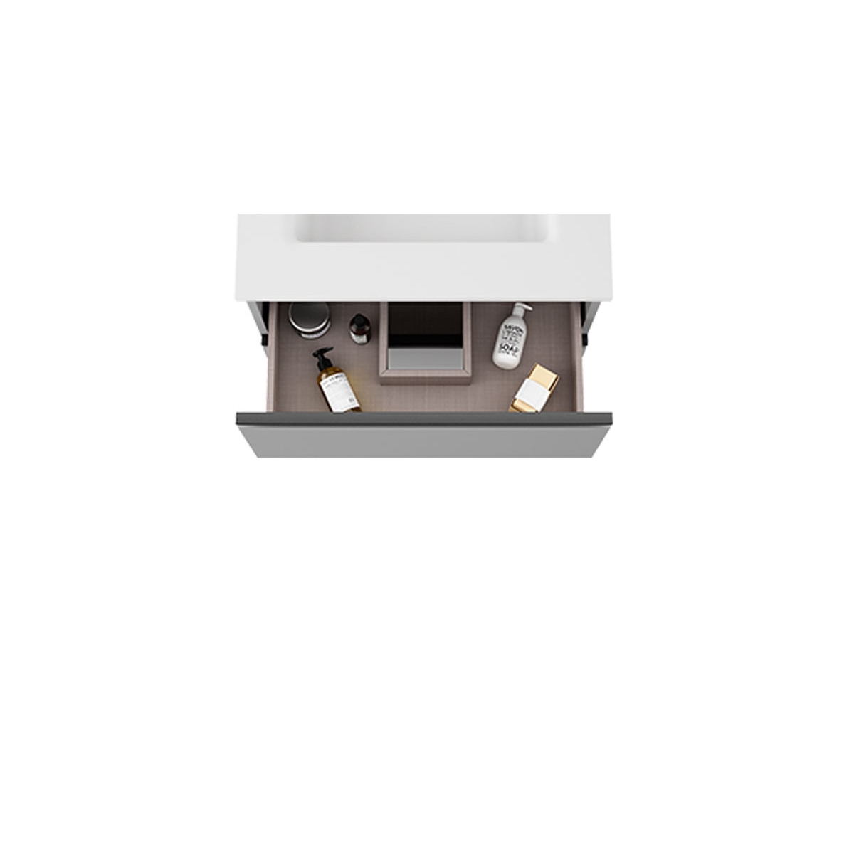 Móvel de casa de banho suspenso de 60 cm com lavatório integrado na cor griggio Modelo Granada1