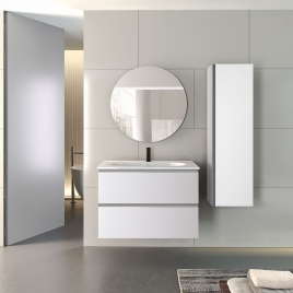 Foto de Móvel de casa de banho suspenso de 60 cm com lavatório em branco Ada Modelo Granada