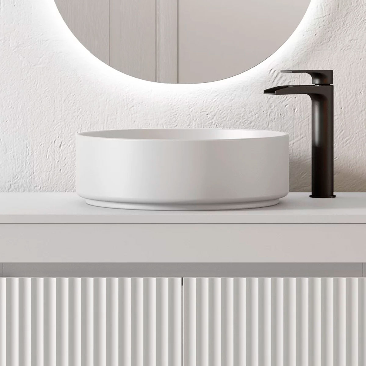 Mueble de baño suspendido de 60 cm con lavabo sobre encimera color griggio Modelo Granada3