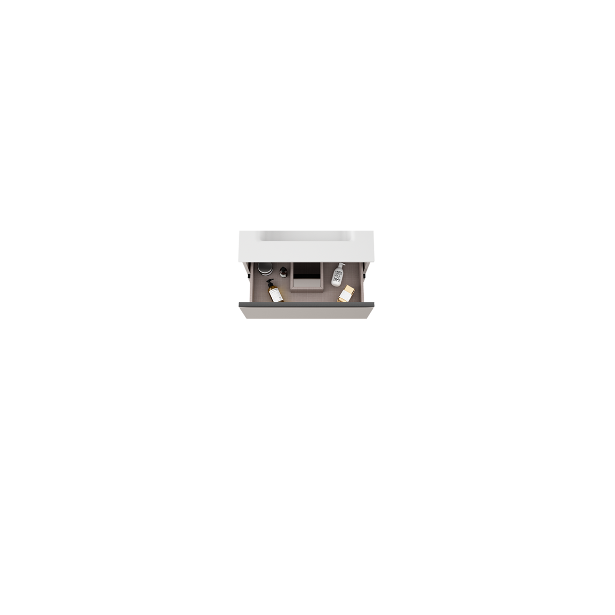 Móvel de casa de banho suspenso de 60 cm com lavatório em acabamento de algodão Modelo Granada2