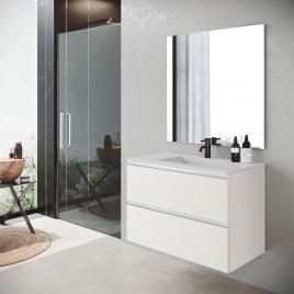 Móvel de casa de banho suspenso de 80 cm com lavatório integrado na cor branca Modelo Ada Granada