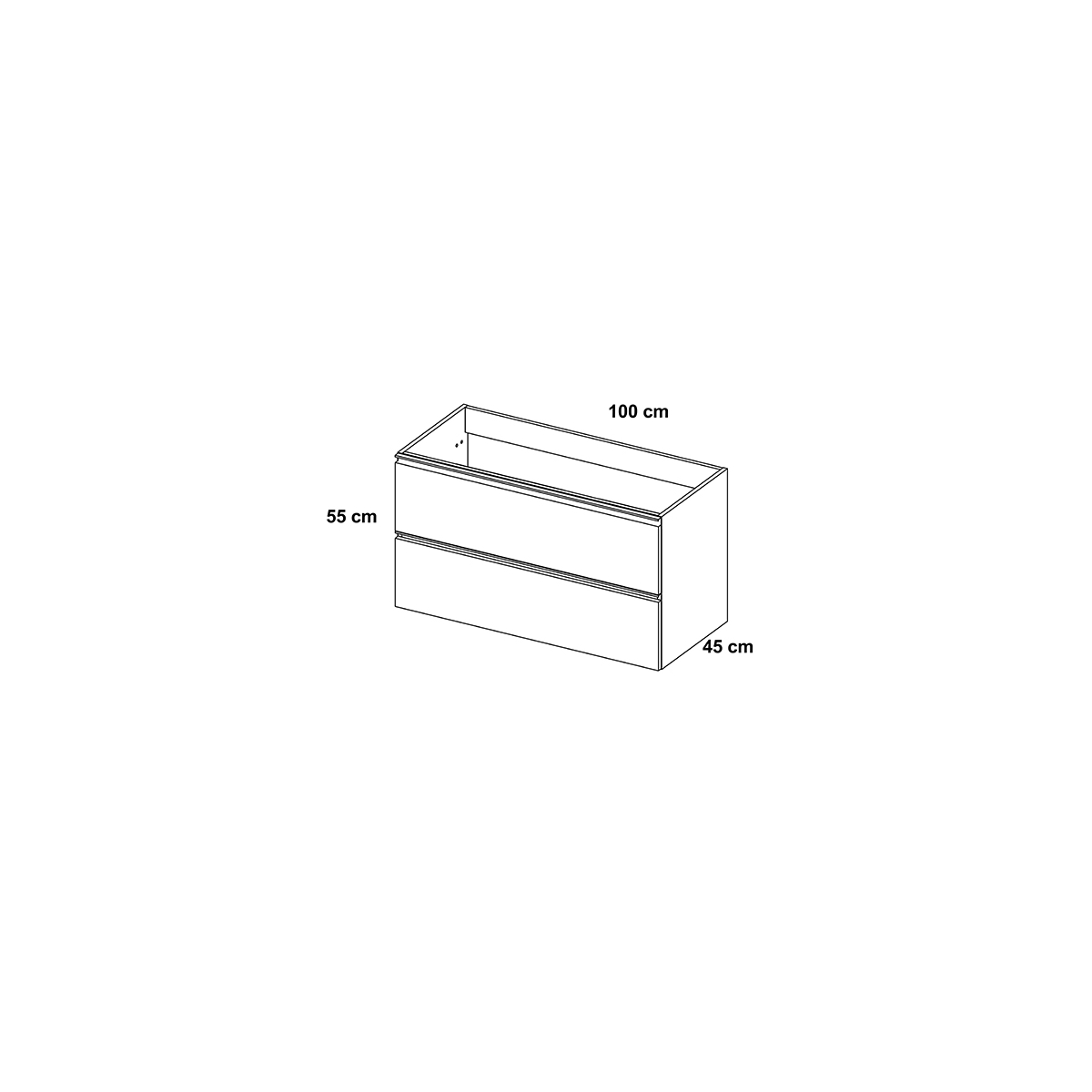 Mueble de baño susspendido de 100 cm con lavabo integrado color musgo Modelo Granada