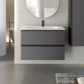 Móvel de casa de banho suspenso de 100 cm com lavatório integrado em cor de cinza Modelo Granadaw