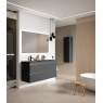 Móvel de casa de banho suspenso de 100 cm com lavatório integrado cor de cinza Modelo Granadar