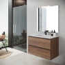 Mueble de baño suspendido de 100 cm con lavabo integrado acabado canela Modelo Granada4