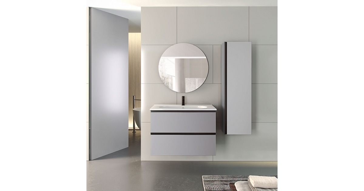Mueble de baño suspendido de 100 cm con lavabo integrado color griggio  Modelo Granada