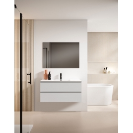 Móvel de casa de banho suspenso de 120 cm com lavatório integrado na cor branca, modelo Ada Granada