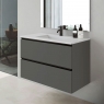 Modelo Granada3 móvel de casa de banho suspenso de 120 cm com lavatório integrado em cor de cinza