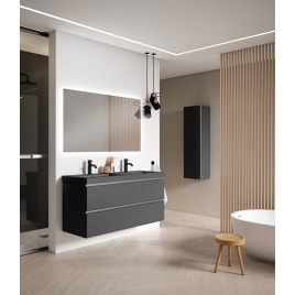 Foto de Móvel de casa de banho suspenso de 120 cm, modelo Granada, com lavatório integrado cor de cinza