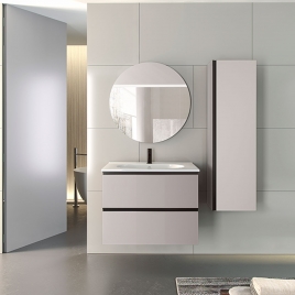 Mueble de baño suspendido de 120 cm con lavabo sobre encimera acabado cotton Modelo Granada