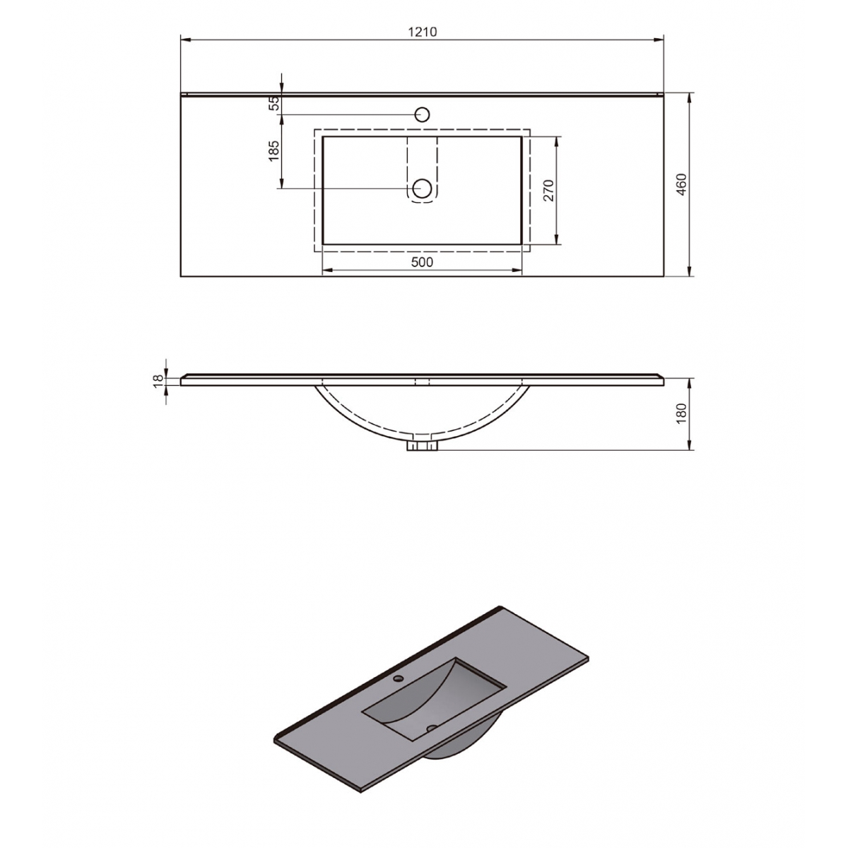 Mueble de baño suspendido de 120 cm con lavabo integrado color Avio Modelo Granada6