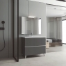 Móvel de casa de banho de chão de 60 cm com lavatório integrado cor de cinza Modelo Granadaa