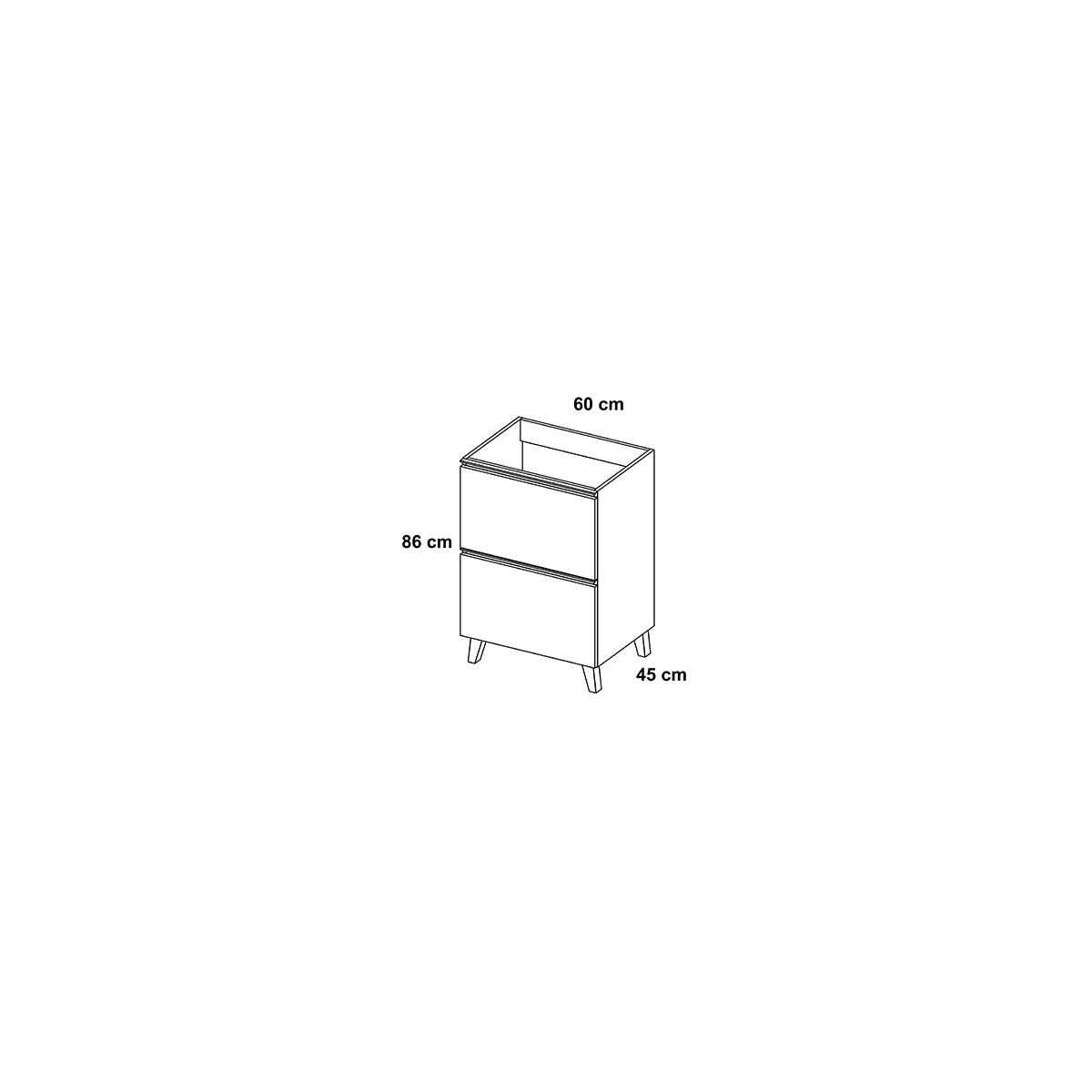 Mueble de baño de suelo de 60 cm con lavabo sobre encimera acabado canela Modelo Granada