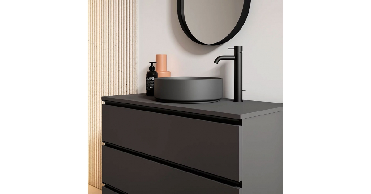 Mueble baño modelo GRANADA 80cm CON PATAS lavabo sobre encimera moderno y  muy espacioso - ASEALIA
