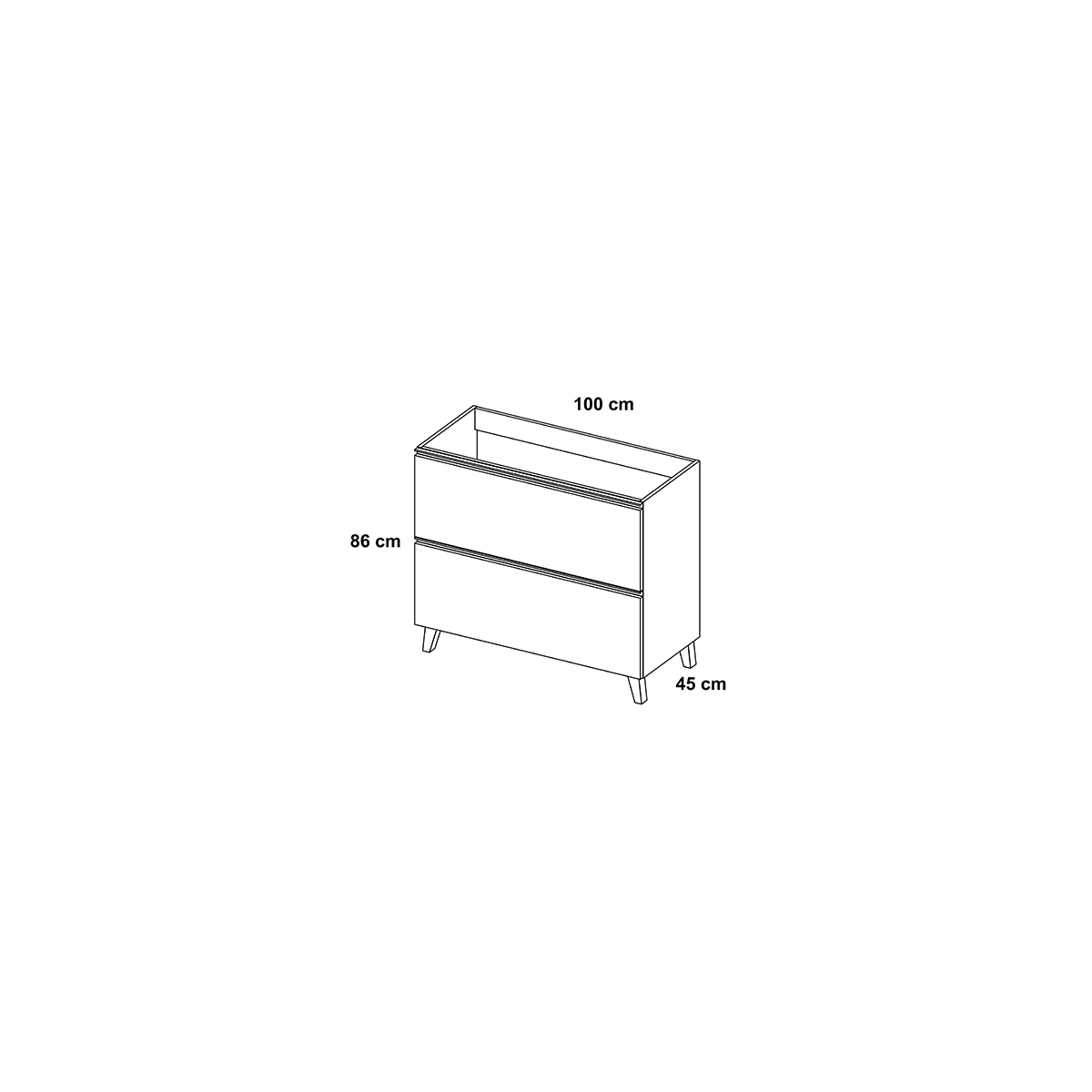 Mueble de baño de suelo de 100 cm con 2 cajones con lavabo sobre encimera color Blanco Ada Modelo Granada