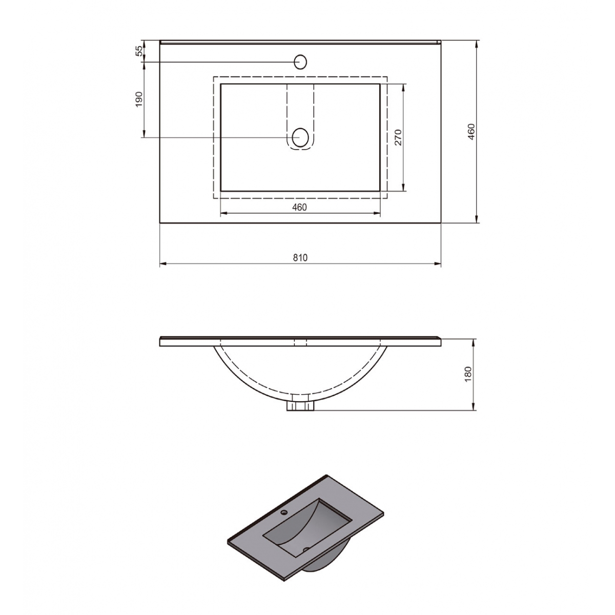 Armário de casa de banho de chão de 80 cm com 3 gavetas e lavatório integrado cor de musgo Modelo Granada2