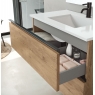 Mueble de baño dee suelo de 80 cm con 3 cajones con lavabo integrado acabado canela Modelo Granaday