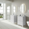 Móvel de casa de banho de chão de 80 cm com 3 gavetas lavatório sobre bancada em cor branca Ada Modelo Granada0