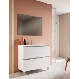 Mueble de baño de suelo de 100 cm con 3 cajones con lavabo integrado color Blanco Ada Modelo Granada