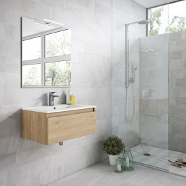 Foto de Móvel de casa de banho suspenso com lavatório integrado 40 cm de altura Modelo Box