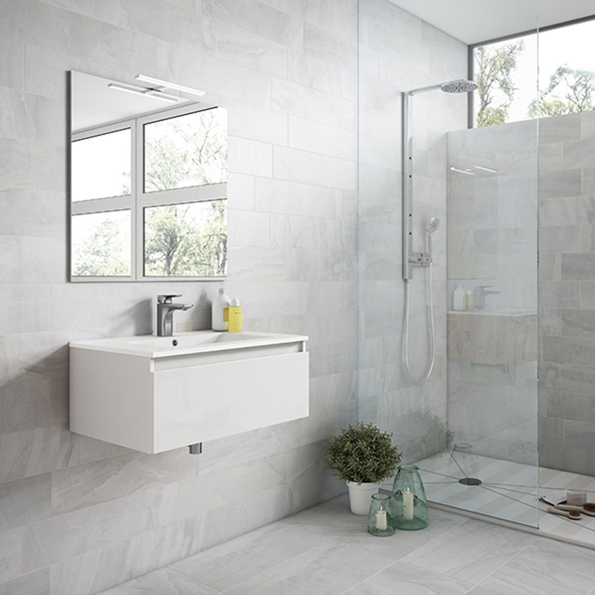 móvel de casa de banho lavatório integrado branco5