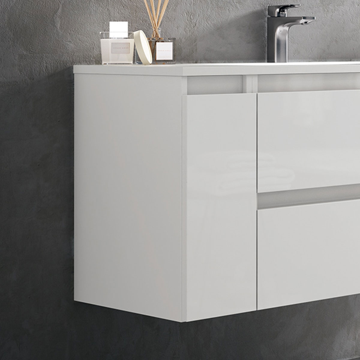 mueble de baño lavabo integrado color blanco