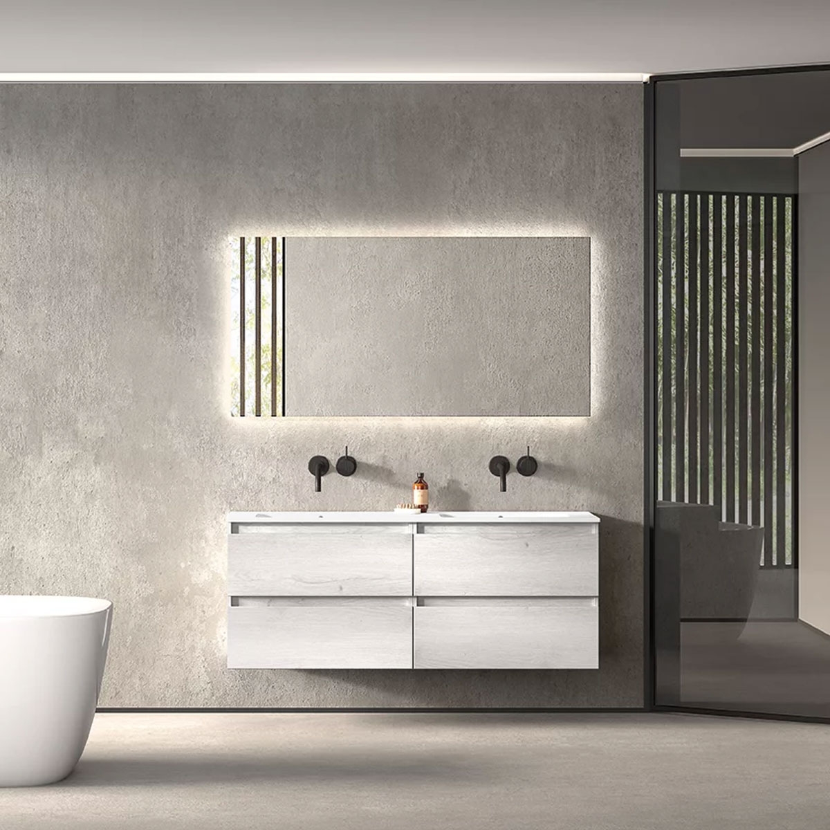 móvel de casa de banho com combinação de lavatório integrado