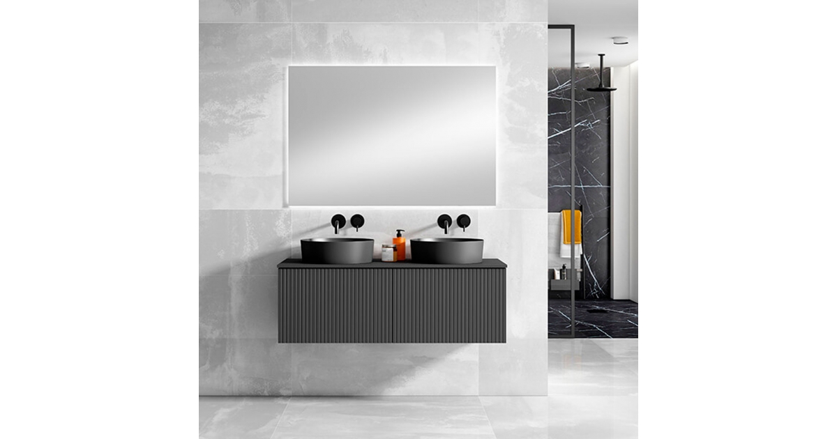 Conjunto mueble de baño BARI 120 cm suspendido 2 cajones, 2 senos VisoBath  - Maison de Luxe