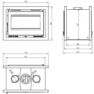 Insertable de leña frontal con turbina IT-172 F (70cm) + Regalo directo medidas